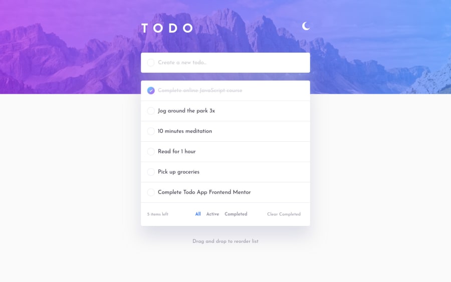 Frontend Mentor Todo App Using Reactjs Coding Challenge Solution