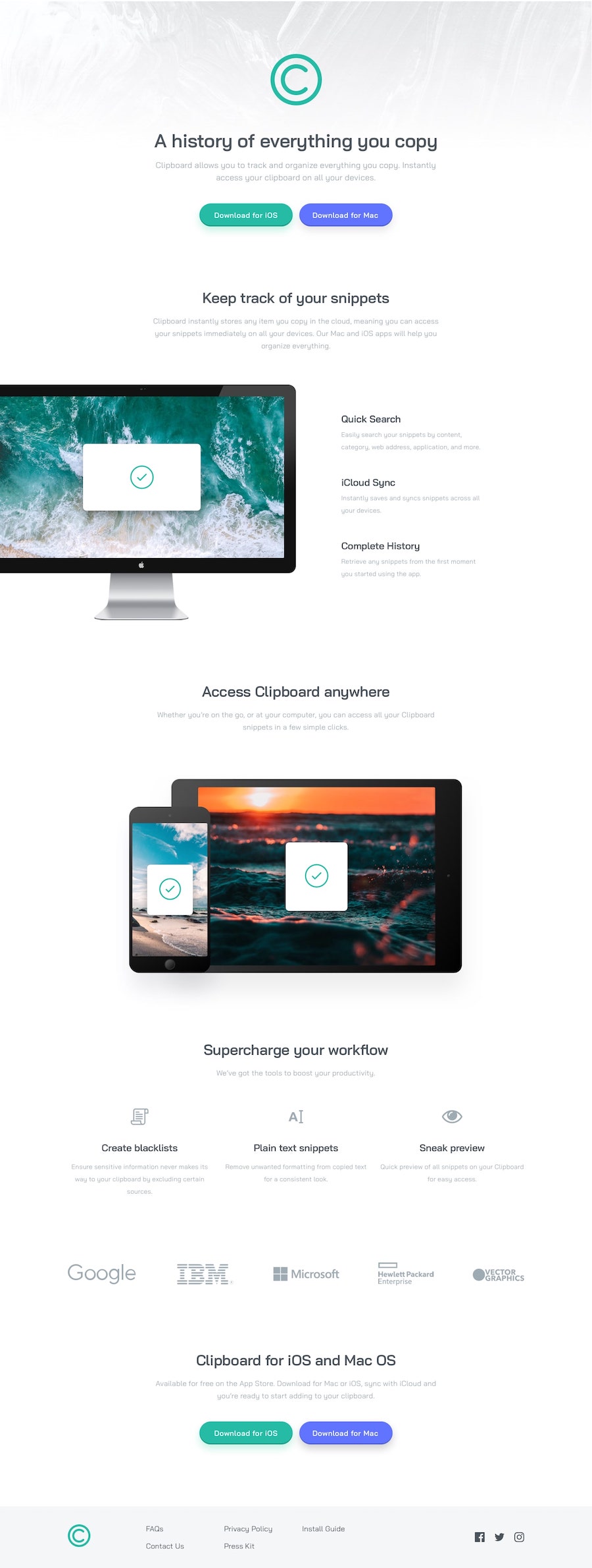 Design preview for Clipboard landing page coding challenge