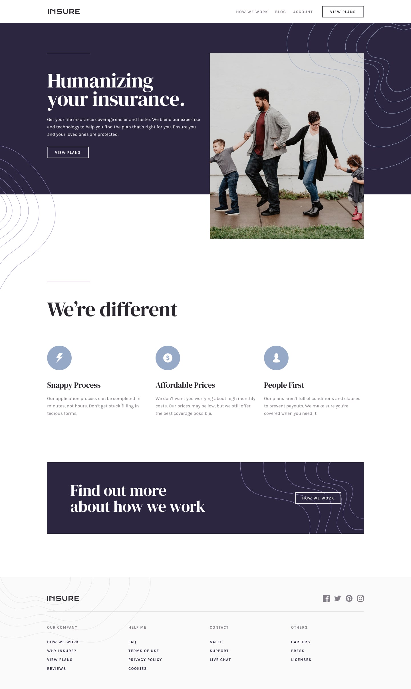Design preview for Insure landing page coding challenge