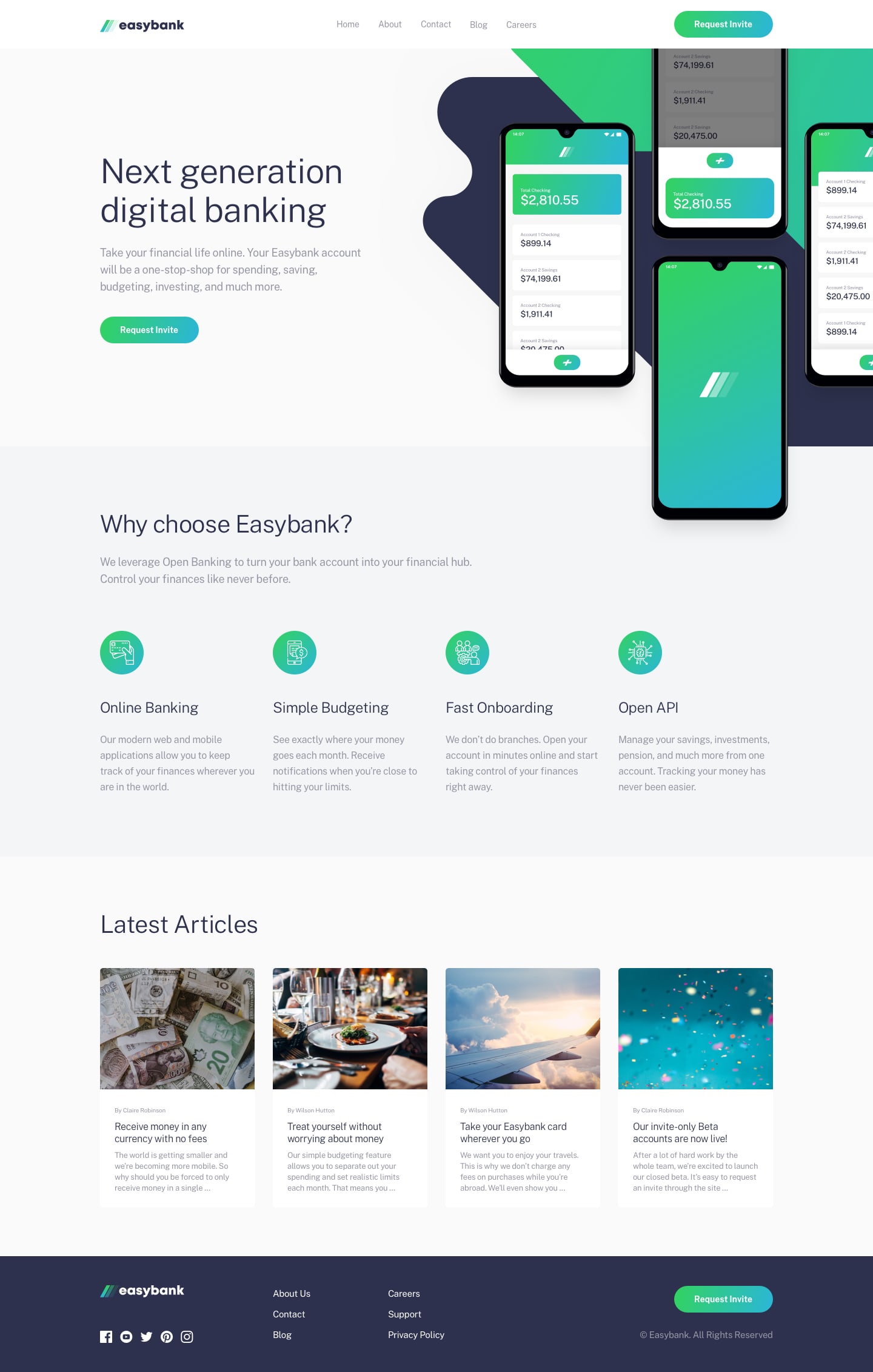 Design preview for Easybank landing page coding challenge