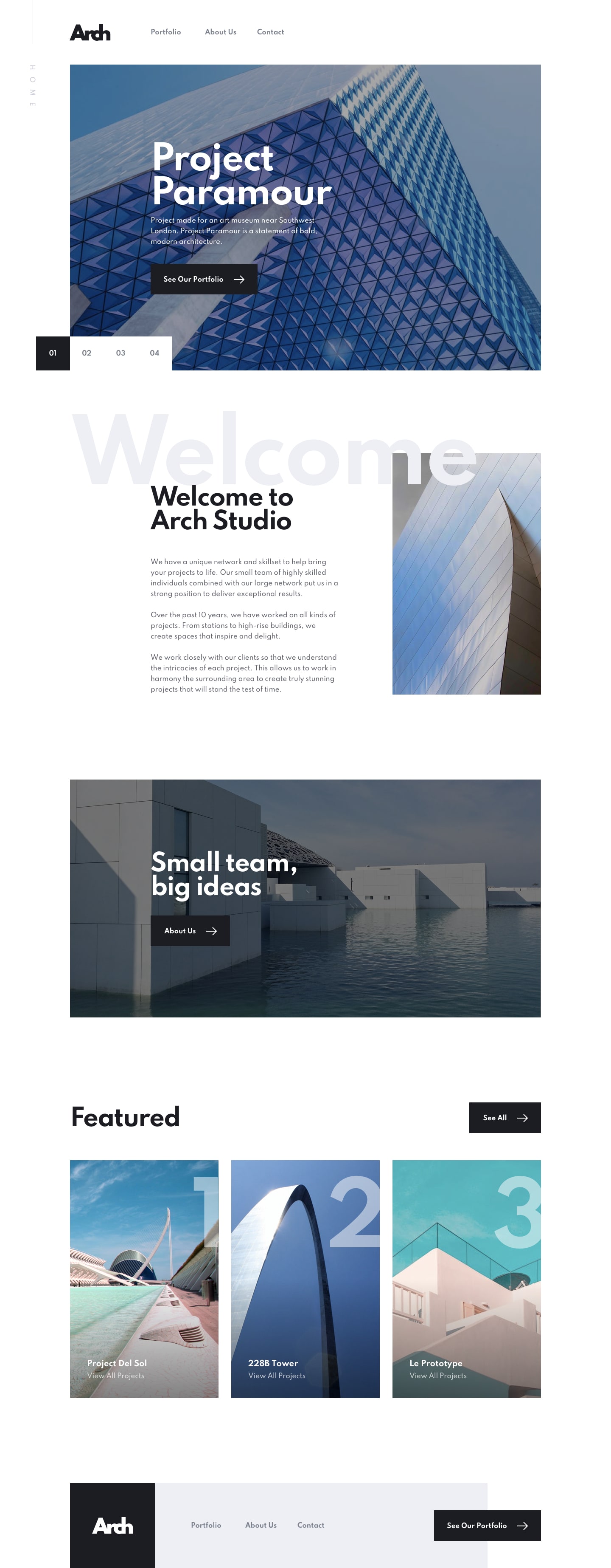 Design preview for Arch Studio multi-page website coding challenge