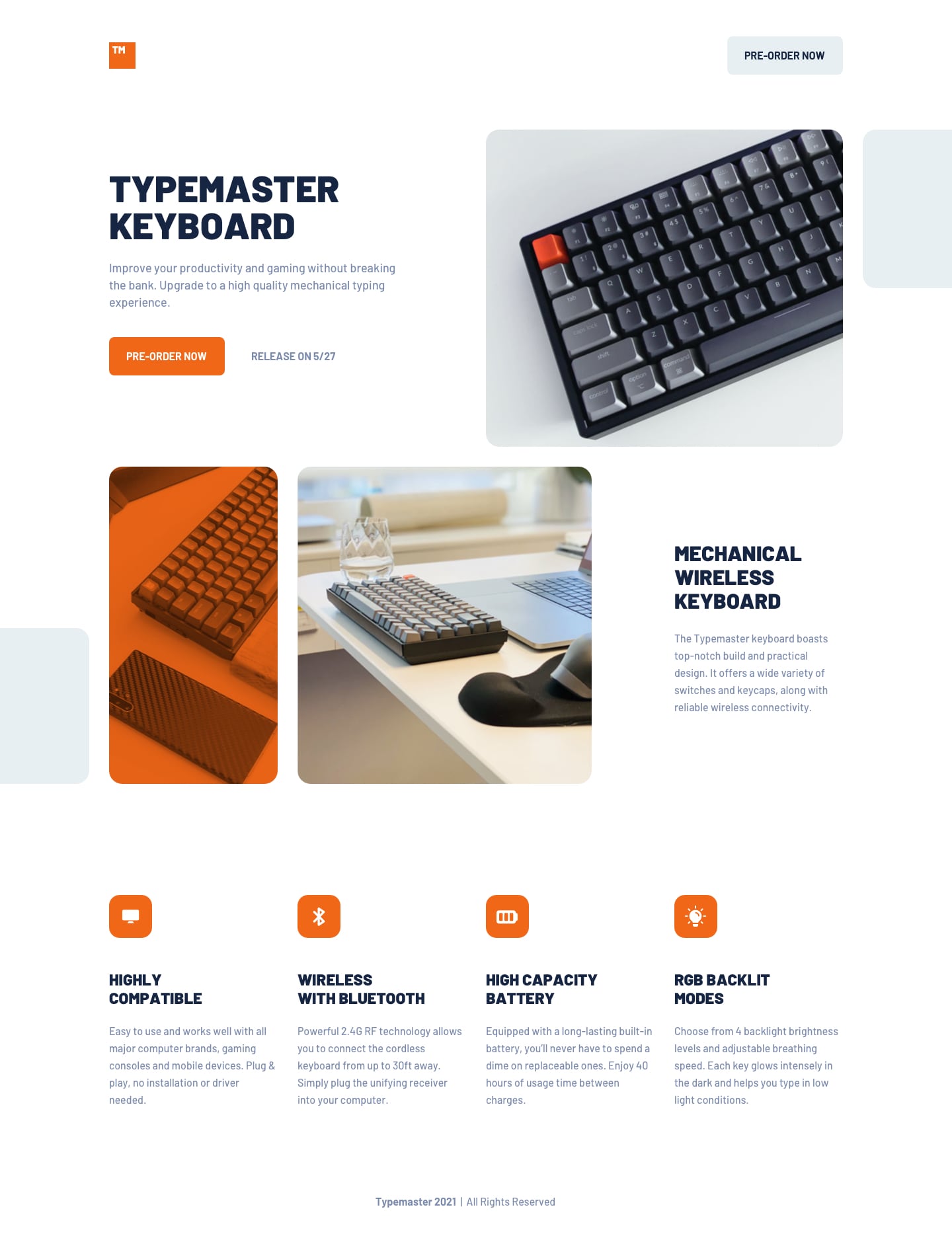 Design preview for Typemaster pre-launch landing page coding challenge