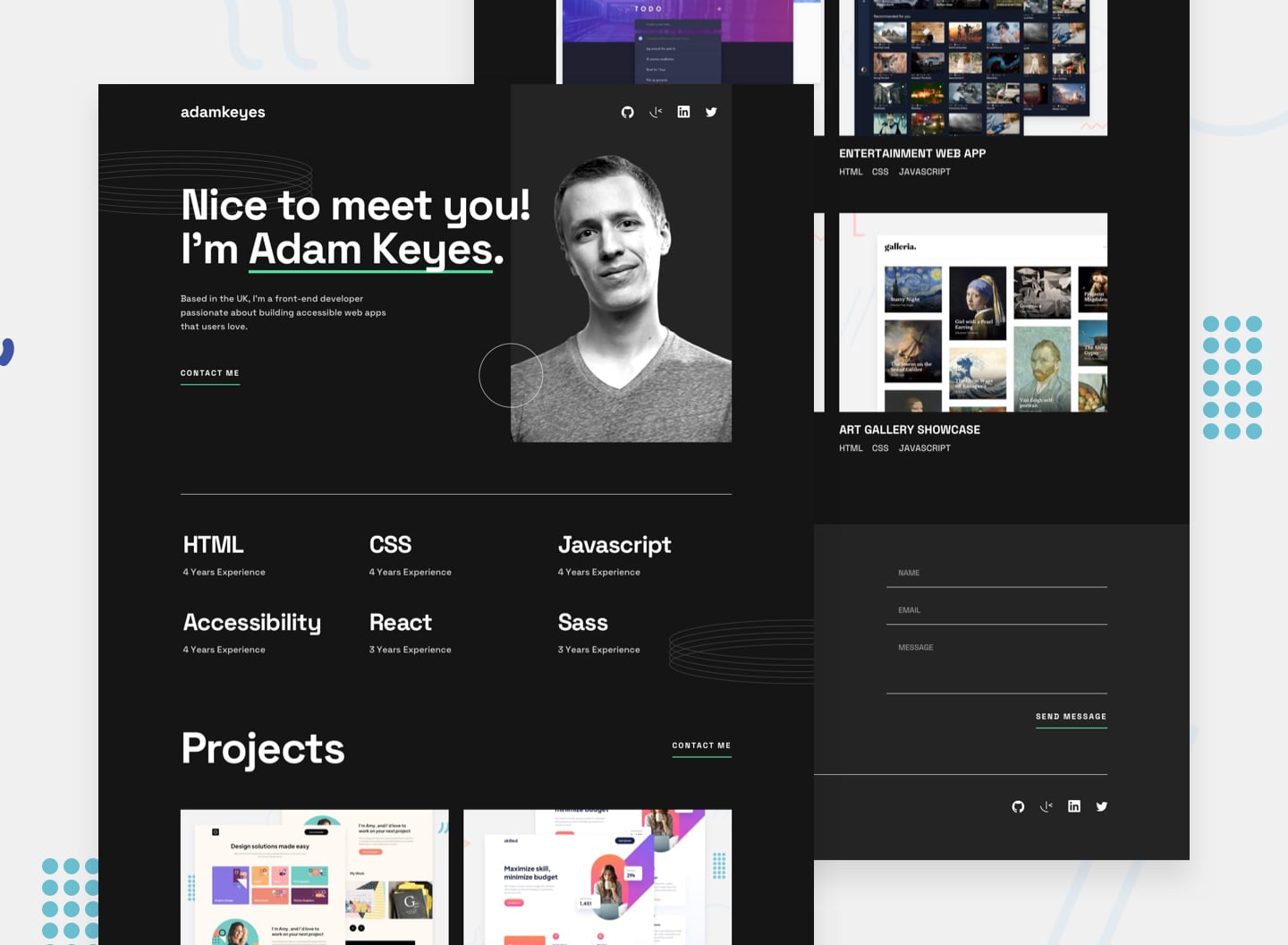 Frontend Mentor Single page Developer Portfolio Coding Challenge