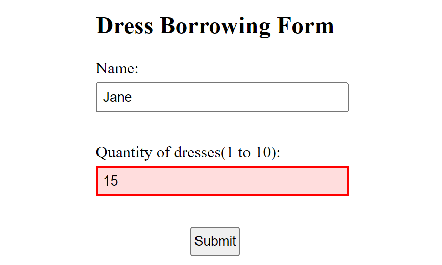 A number field displaying a red border because the number input is higher than the maximum value allowed.