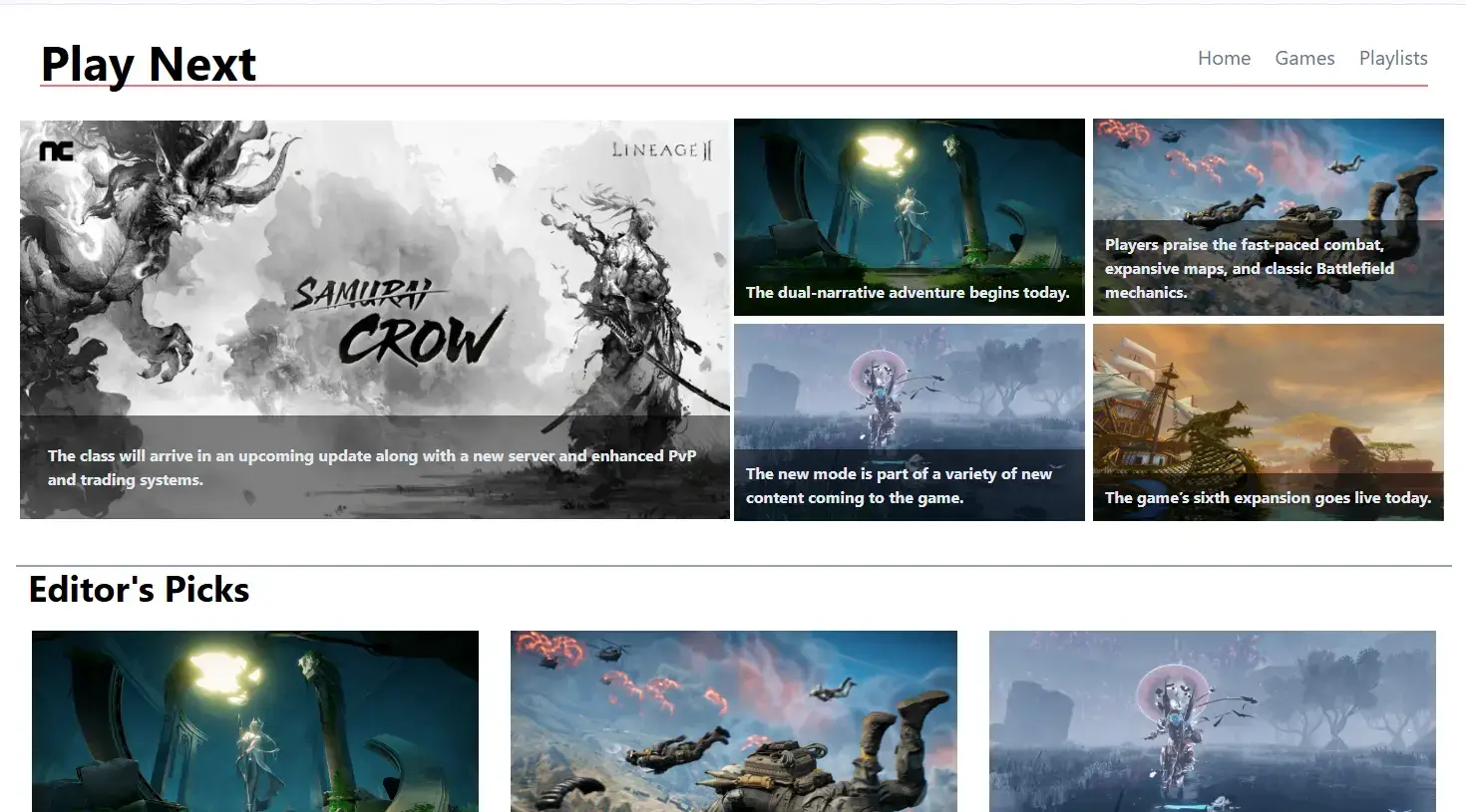 Play Next project screenshot - first self-built JavaScript project