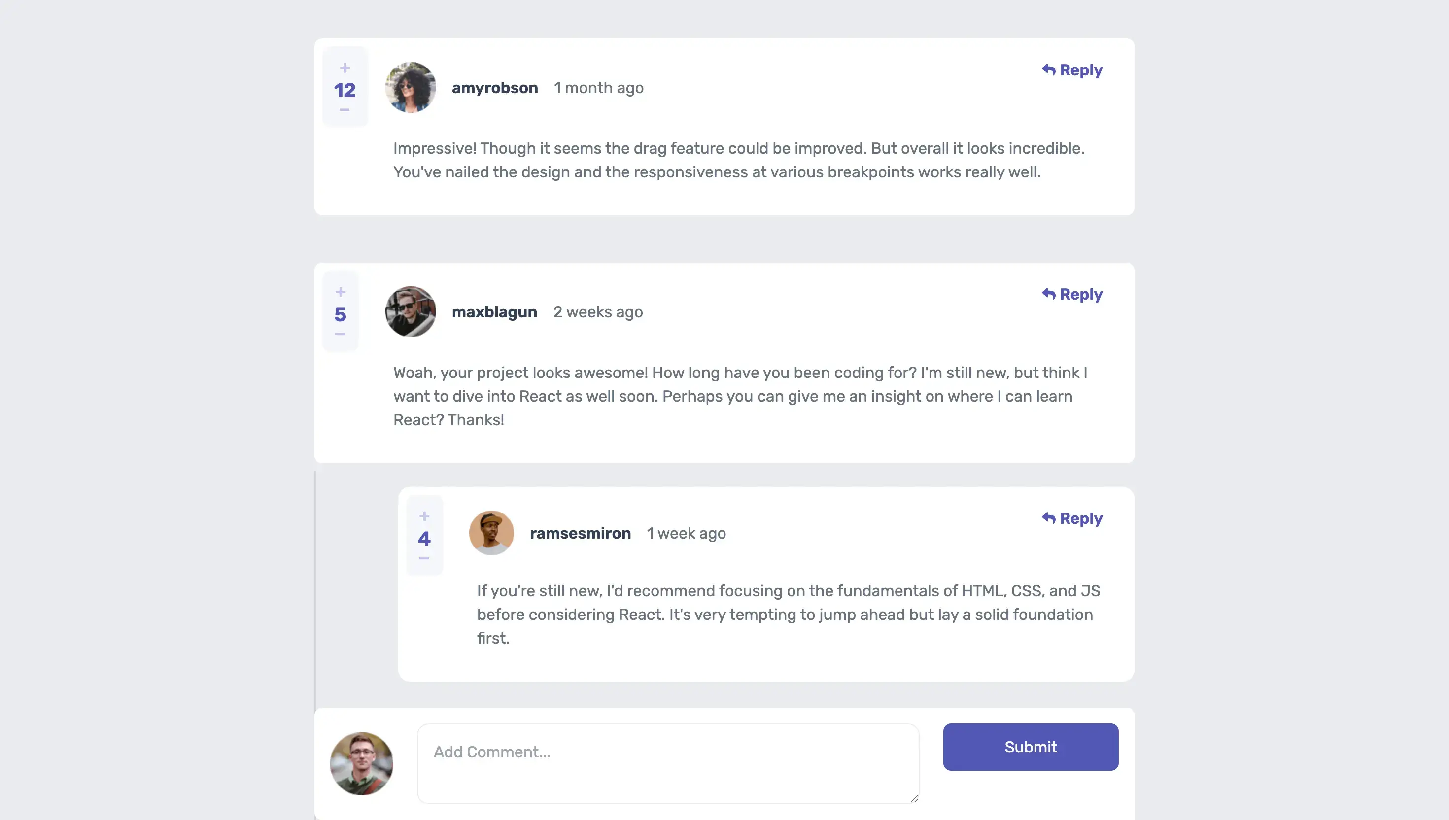 Interactive comments section challenge completed on Frontend Mentor