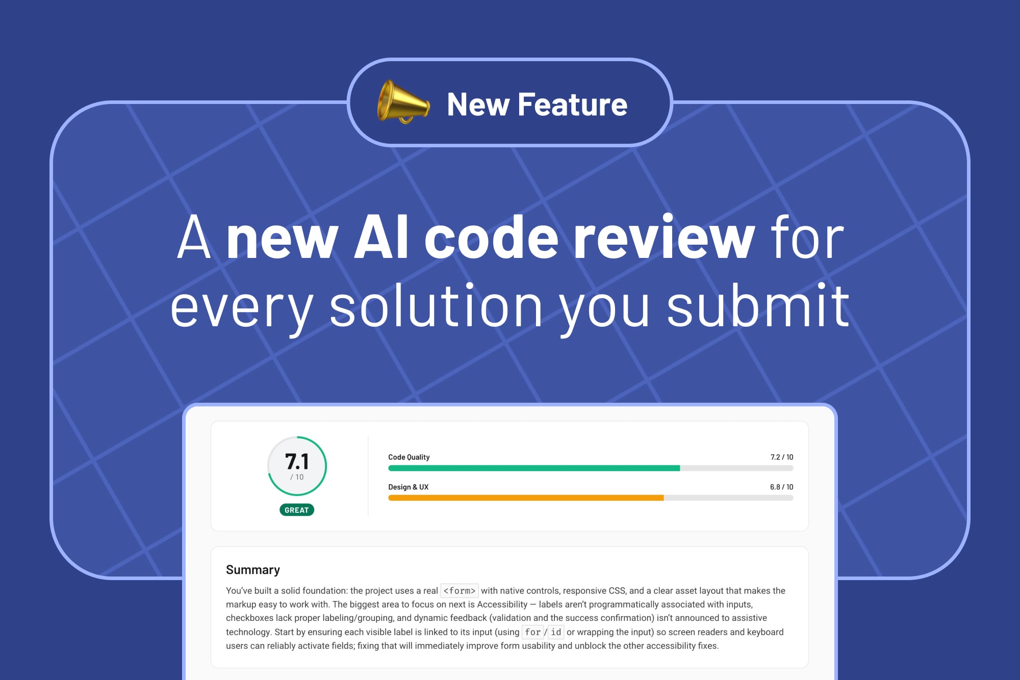 A new AI code review for every solution you submit