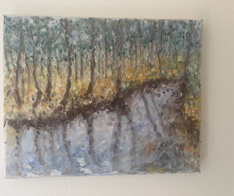 Westport Childhood Stream — Oil on Canvas, 12x16”” loading=