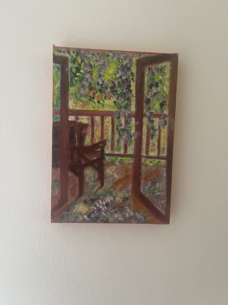 The Garden Patio  — Oil on Canvas, 5”x7”” loading=