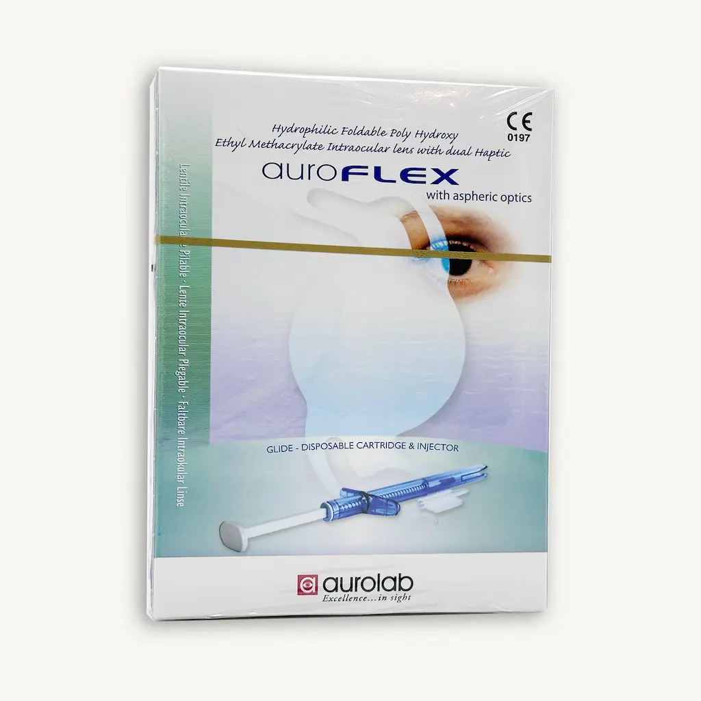 LENTE AUROFLEX ASFERICA, HIDROFILICA DE 1 PIEZA, CON INYECTOR, MARCA AUROLAB