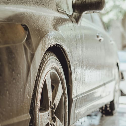 Shiny black car after a wash