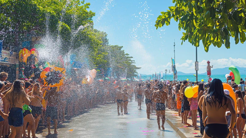 Songkran Pattaya Beach Road bataille eau
