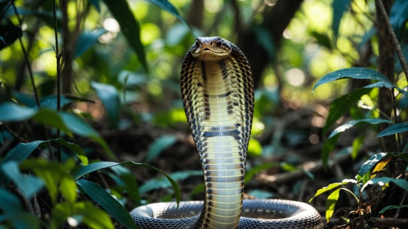Cobra royal en Thaïlande — serpent venimeux le plus imposant