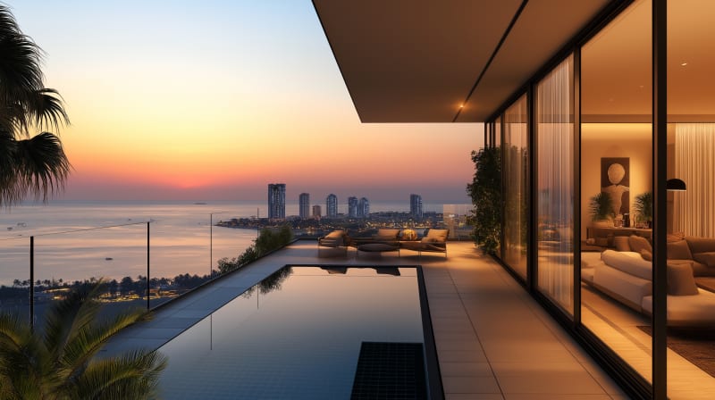 Condo moderne avec piscine et vue panoramique sur Pattaya