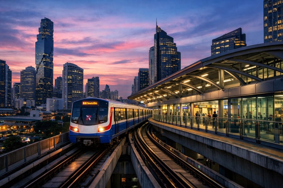 BTS Skytrain Bangkok nuit