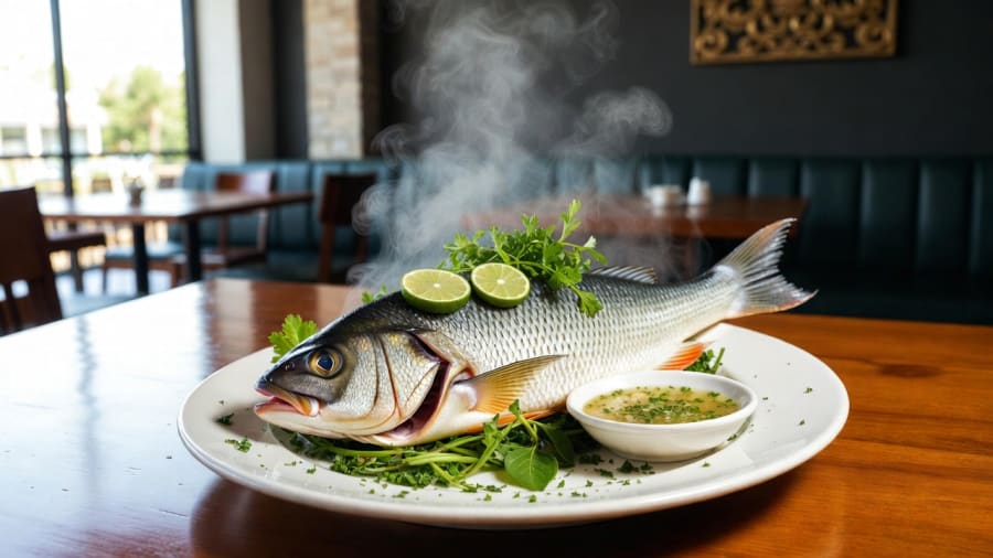 Poisson vapeur citron vert piments Thaïlande