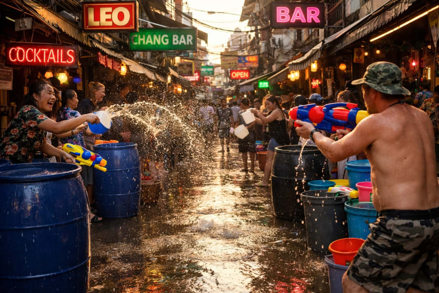 Soi 6 Pattaya Songkran bataille eau bars