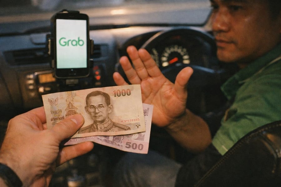 Arnaque taxi Grab pas de monnaie Thaïlande