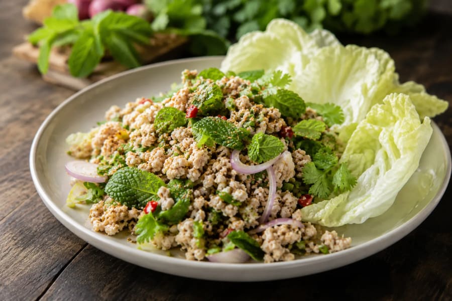 Larb Gai salade poulet haché Thaïlande