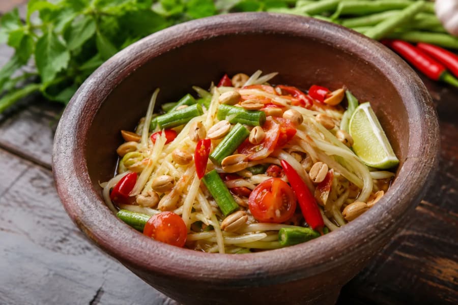 Som Tam salade papaye verte Thaïlande