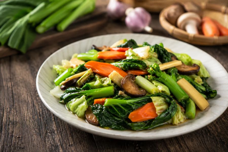 Pad Pak légumes sautés wok Thaïlande