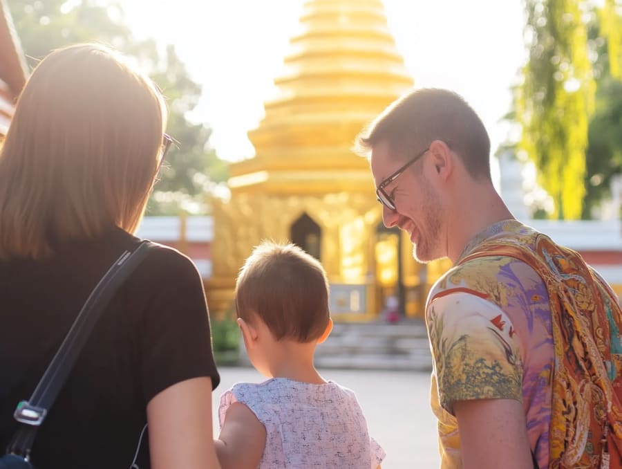 Famille temple Thaïlande