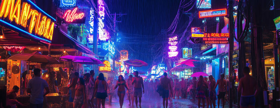 Walking Street Pattaya Songkran nuit néons