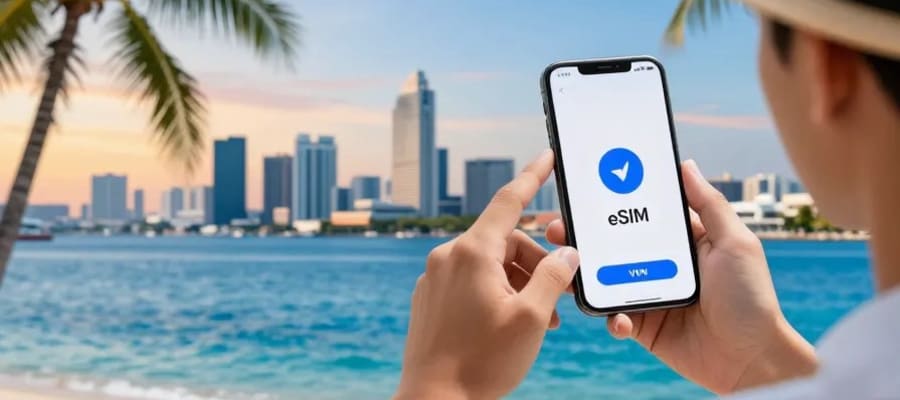 Smartphone avec eSIM et connexion en Thaïlande