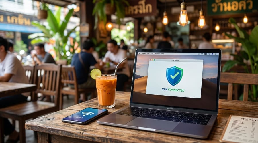 VPN connexion sécurisée WiFi public Thaïlande