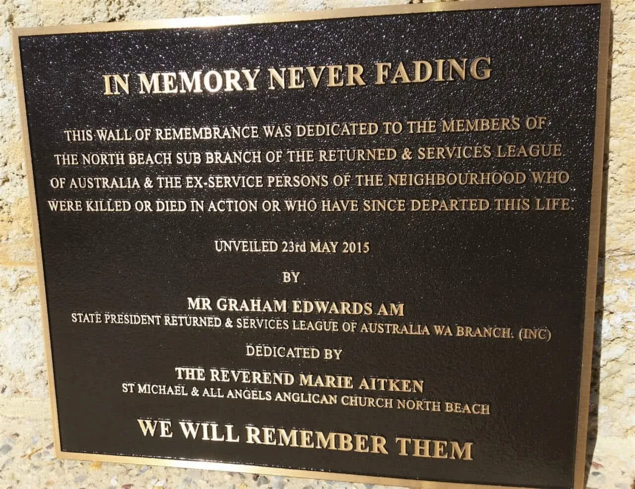 Our Memorial 5 2015 Remembrance Wall Plaque 1 scaled