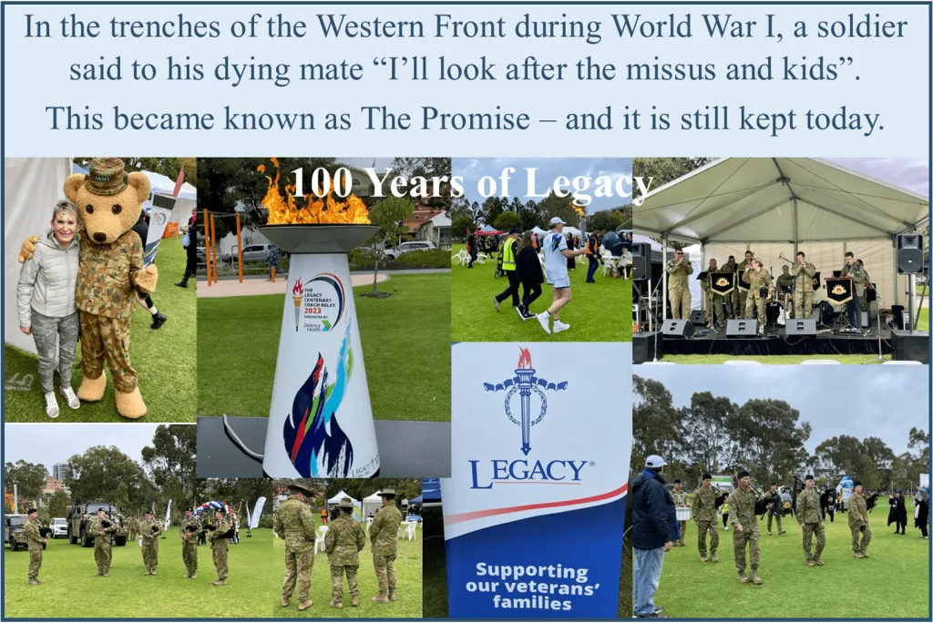 several images in a collage depicting Legacy along with a quote