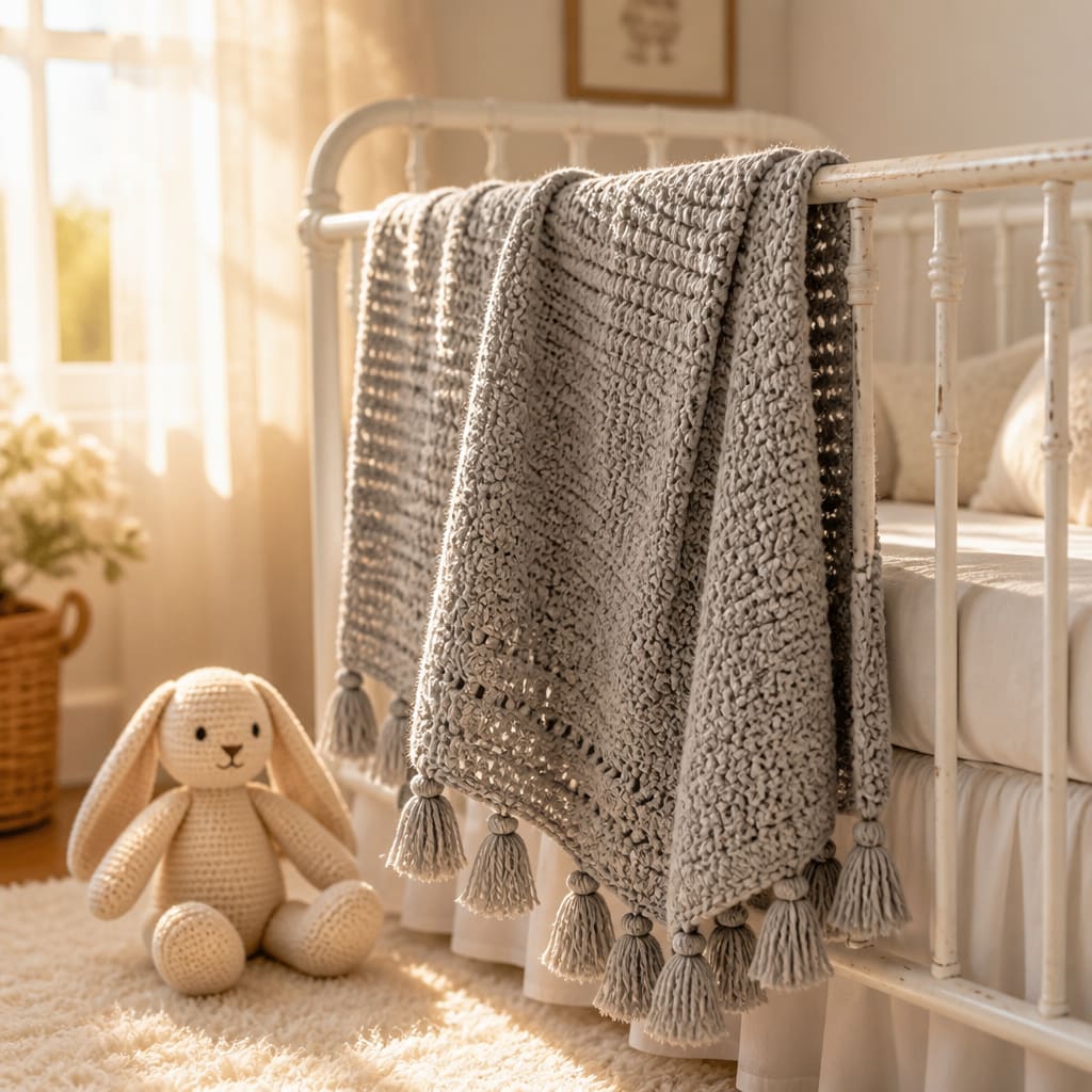 Modèle gratuit de couverture bébé douillette au crochet