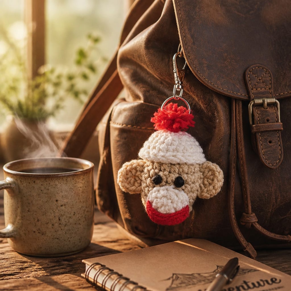 Modèle gratuit de porte-clés singe chaussette au crochet