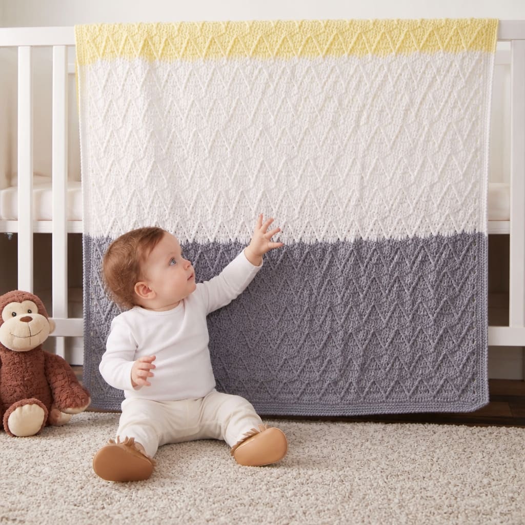 Modèle gratuit de couverture bébé texturée au crochet