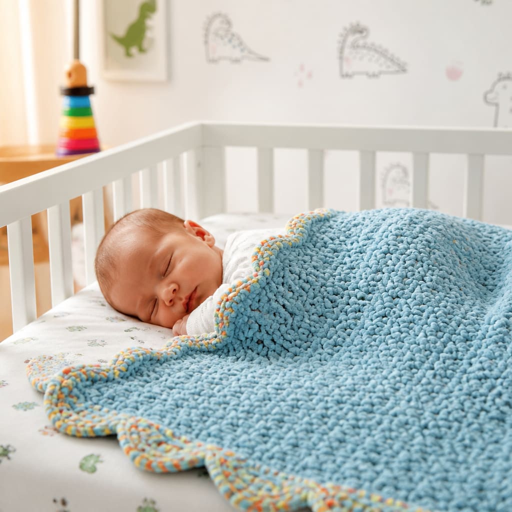 Modèle gratuit de couverture bébé au crochet pour débutants