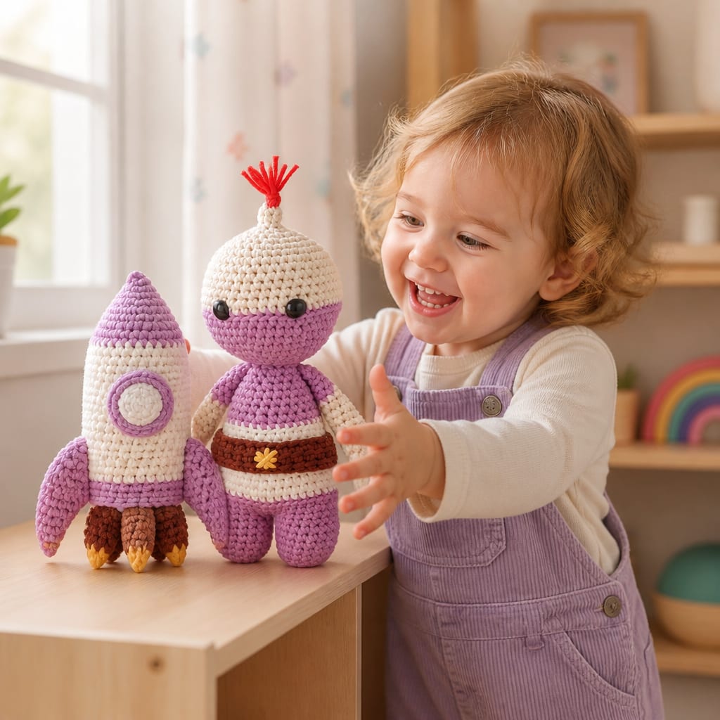 Modèle Gratuit de Fusée et d'Alien au Crochet