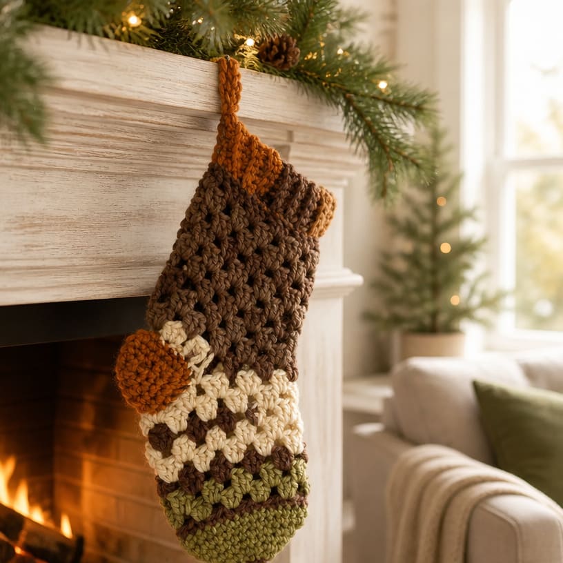 Modèle gratuit de chaussette de Noël au crochet pour une fête festive