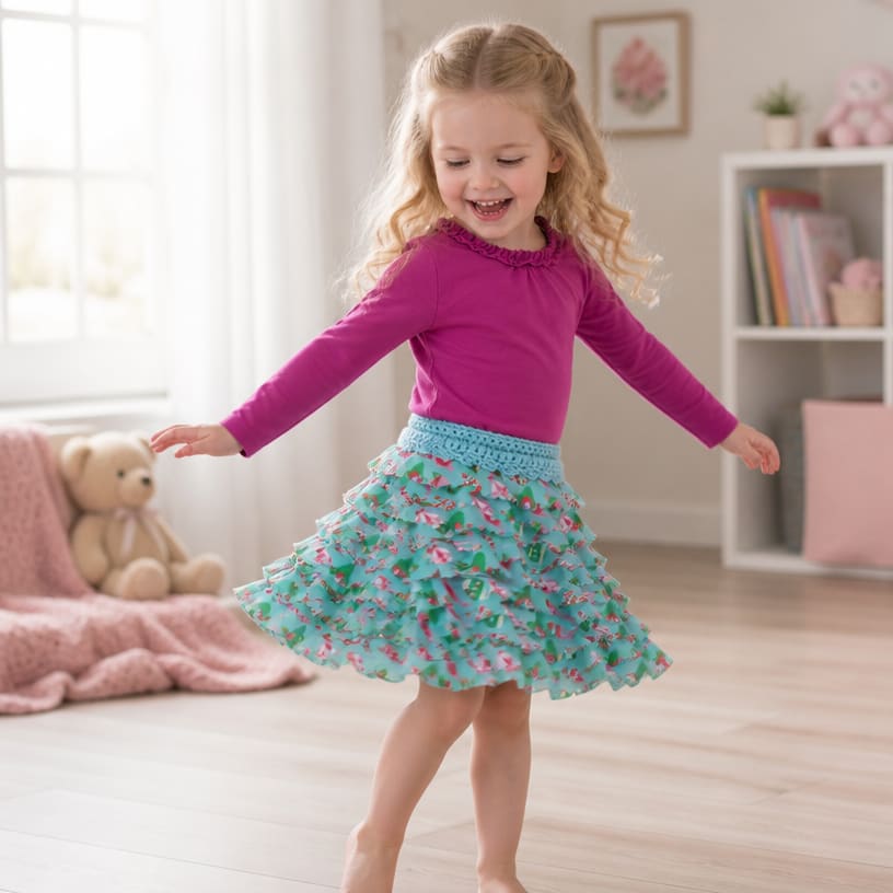 Patron gratuit de jupe à volants pour enfant au crochet