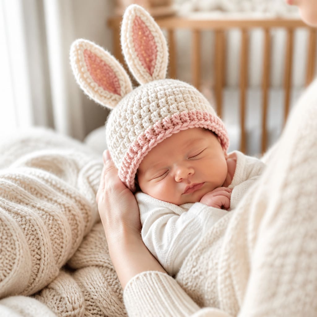 Patron Gratuit de Bonnet Bébé Lapin au Crochet