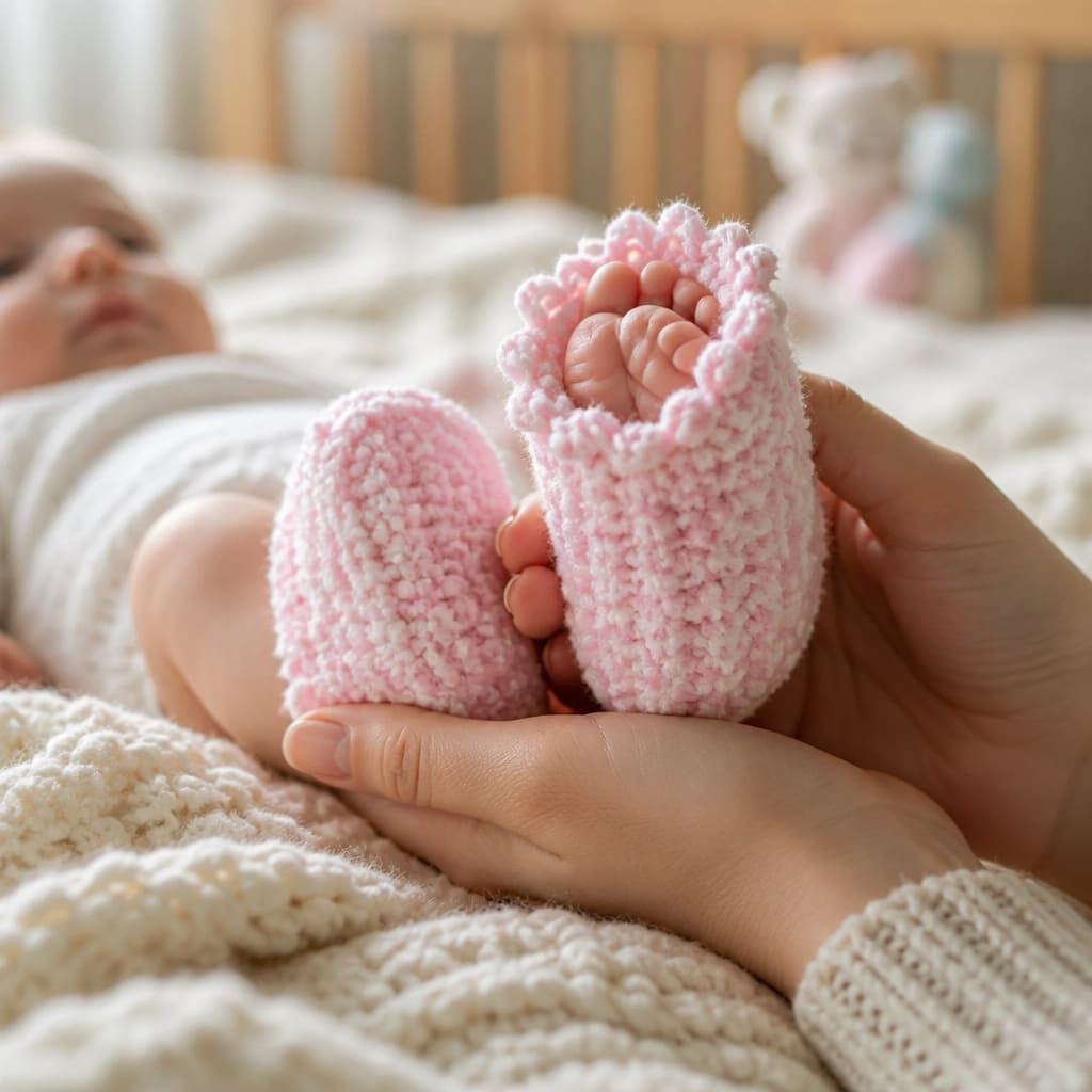 Patron gratuit de chaussons bébé barbe à papa au crochet
