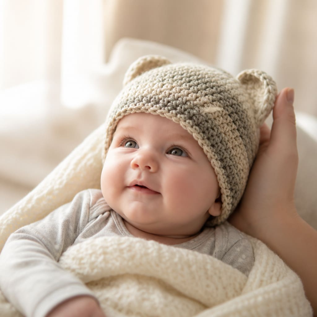 Free Adorable Bear Hat Crochet Pattern
