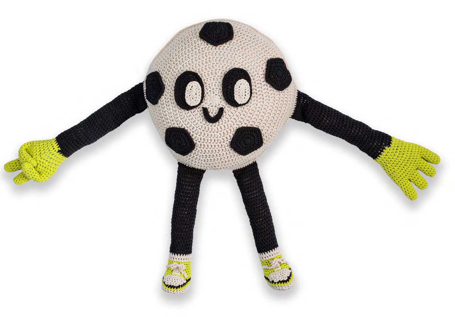 Finished Crochet Soccer Ball Pillow