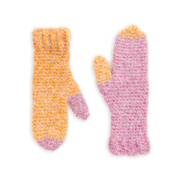 Finished crochet mittens