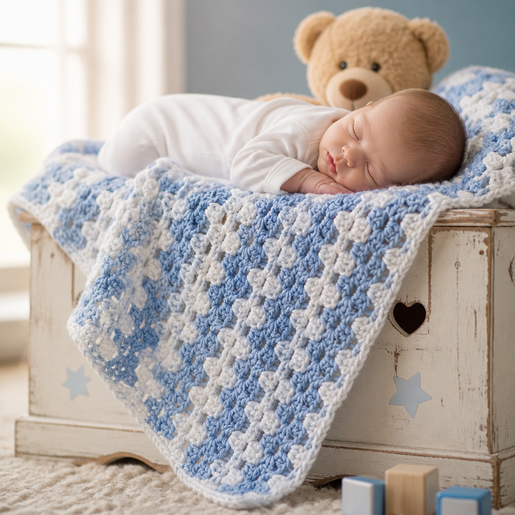 Modèle gratuit de couverture vagues granny au crochet