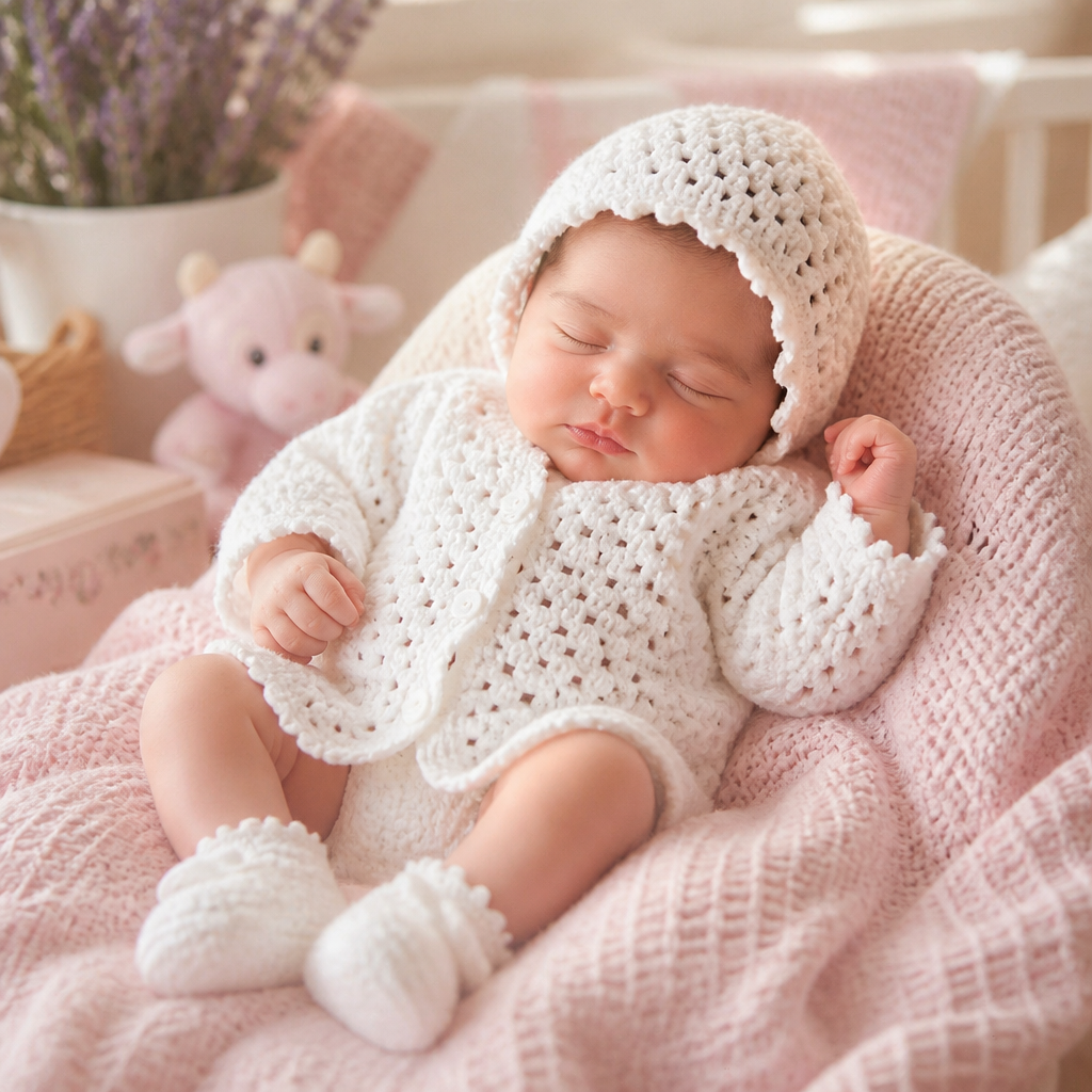 Modèle gratuit d'ensemble gilet bébé au crochet
