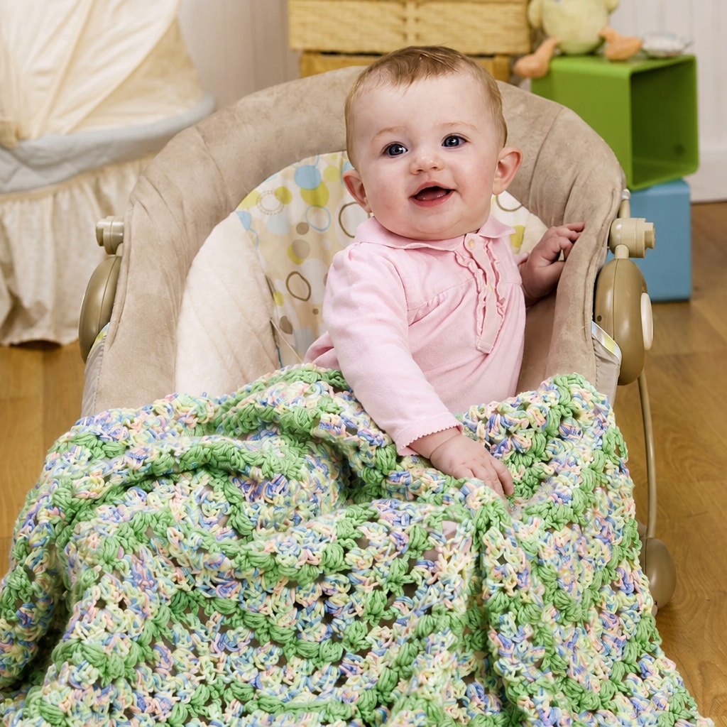 Modèle gratuit de couverture pour bébé au crochet au point de vagues