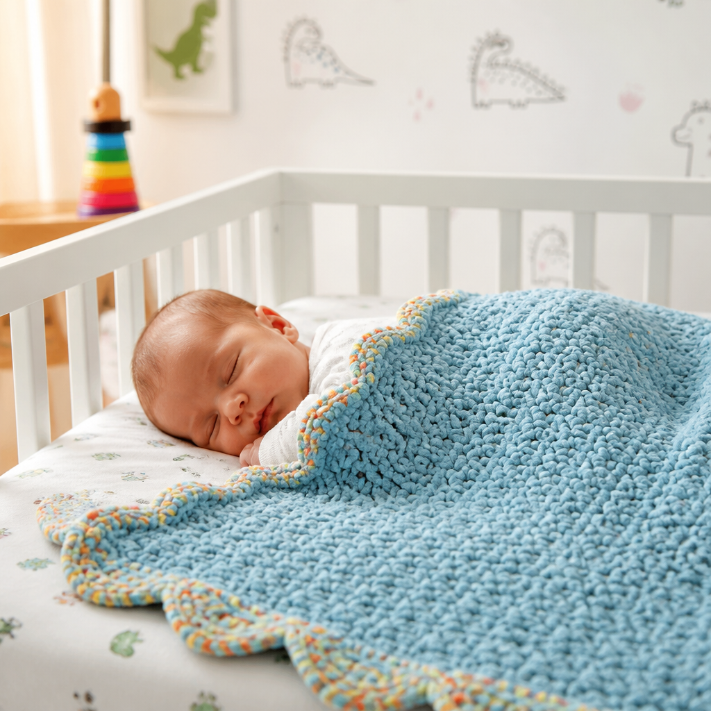Modèle gratuit de couverture bébé au crochet pour débutants