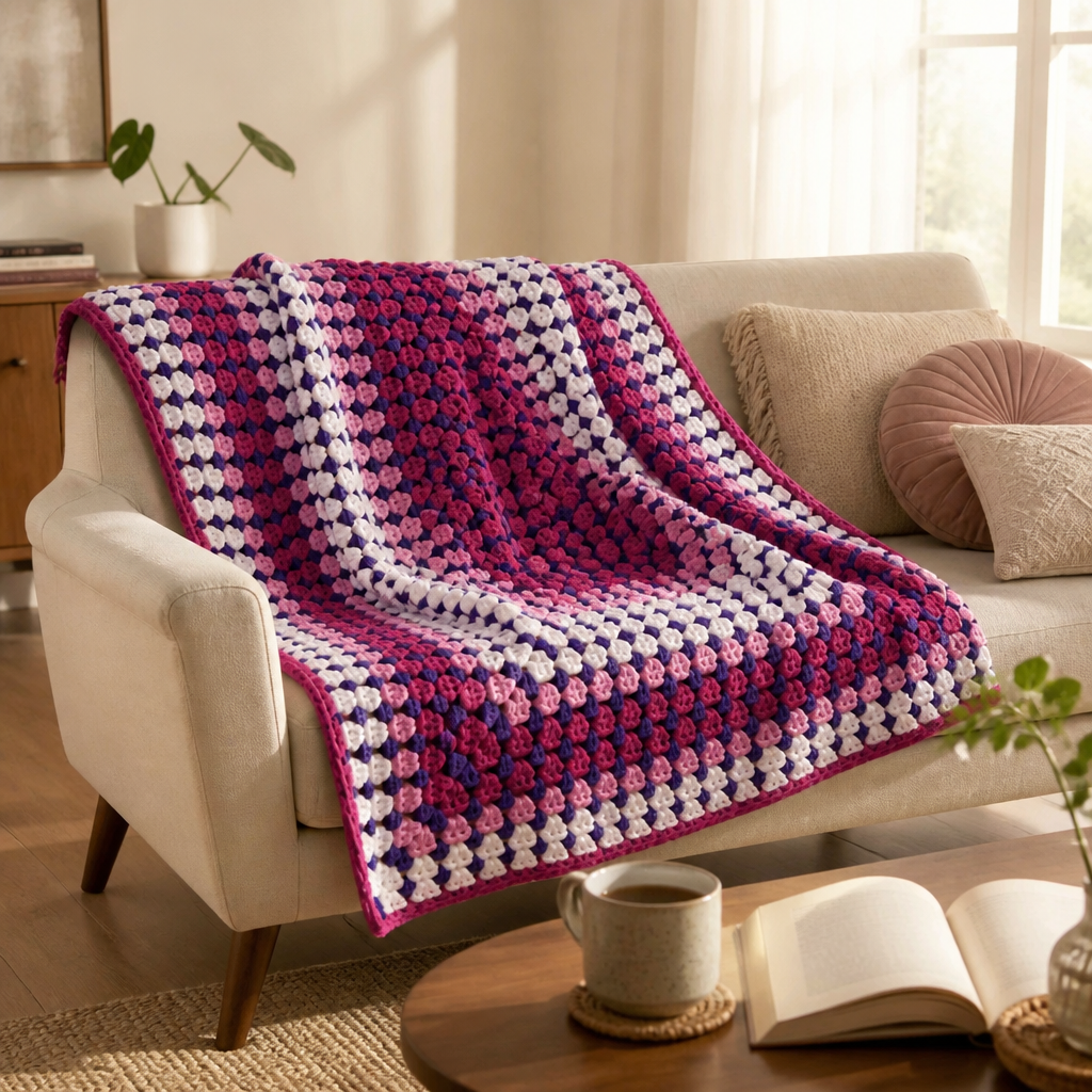 Modèle gratuit de couverture dégradée (ombré) au crochet