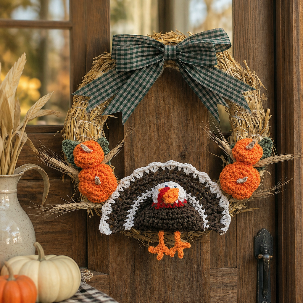 Modèle gratuit de décoration dinde et citrouille au crochet