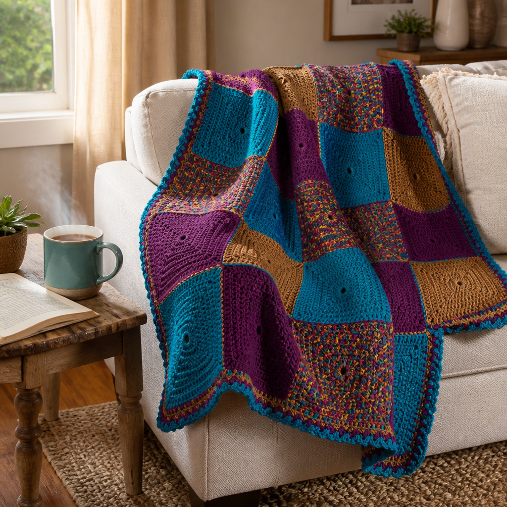 Modèle de Plaid au Crochet Gratuit pour une Déco Cosy